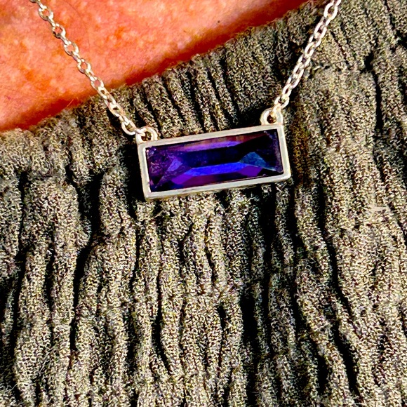 Silpada Purple and Silver Necklace with Baguette Cut Gemstone rare - Picture 1 of 4